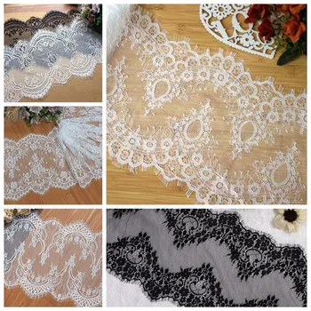 Yeni siyah beyaz Kirpik dantel DIY düğün elbisesi trim Ev masa örtüsü düğün dekorasyon kumaş peçe Kumaş