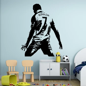 Yeni tasarım CR7 Duvar Sticker Vinil diy ev dekoru Cristiano Ronaldo Şekil futbol yıldızı Çıkartmaları futbol atlet çocuk odası için