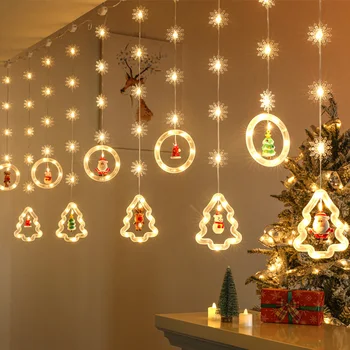 Yılbaşı dekoru Dize Garland perde ışık LED Düğün Ev İçin Noel Ağacı Süsleme 2022 Navidad Noel Hediyesi 2023 Yeni Yıl