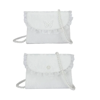 Zarif Beyaz Crossbody Çanta Kadın İnci Zincir Küçük Kare Çanta Moda Kızlar Seyahat Debriyaj omuz çantası Alışveriş için Arkadaş