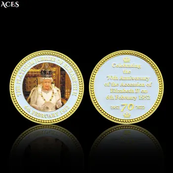 Zarif İngiltere Kraliçesi altın Sikke Koleksiyon Büyük Elizabeth II hatıra parası Kapsül Metal Süs Hatıra