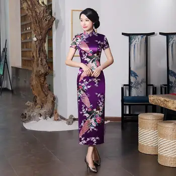 Çin Tarzı Bayan Cheongsam Seksi Kadın Artı Boyutu Qipao Yaz Yüksek Bölünmüş Qipao çin elbisesi Sahne Gösterisi için Uzun Vestidos