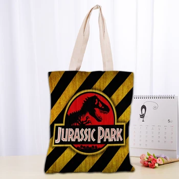 Özel Jurassic Park Logo Tote Çanta Kullanımlık Kadın Kanvas omuzdan askili çanta Çanta Omuz Çantası Katlanabilir Kanvas Alışveriş Çantaları