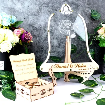 Özel Mr & Mrs Adı Ve Tarih Düğün 3D Ziyaretçi Defteri Alternatif Düğün Konuk Damla Kitap Hesrts Ziyaretçi Defteri posta kutusu