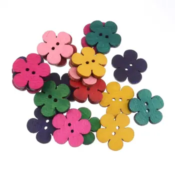 Ücretsiz Kargo Perakende 20 adet Rastgele Karışık Çiçekler 2 Delik Desen Ahşap Dikiş Düğmeleri Scrapbooking 20mm F0139
