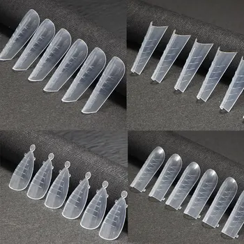 Üst Formları Yapı Poli tırnak jeli Sistemi UV Akrilik DIY Badem Çift Formları İpuçları Sanat Parmak yapay tırnaklar