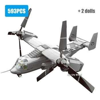 Şehir Modern Ordu ABD V-22 Osprey Tiltrotor Uçak Helikopter Askeri Savaş Uçağı Setleri Modeli oyuncak inşaat blokları Çocuklar için Hediyeler