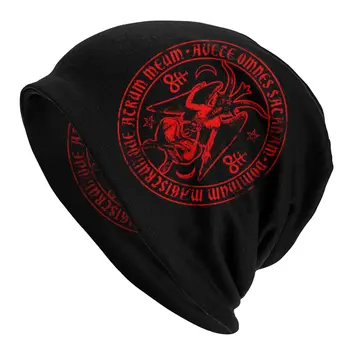 Şeytani Baphomet Kaput Şapka Örme Şapka Goth Sokak Skullies bere Satanizm Kötü Şeytan Cehennem Şeytan Sıcak Çok Fonksiyonlu Kap